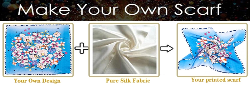 Custom Double-Sided Hand Roll Women′s Silk Scarf