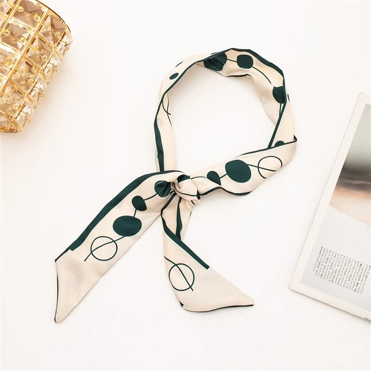 Custom Digital Print Silk Twilly Scarf For Decoration